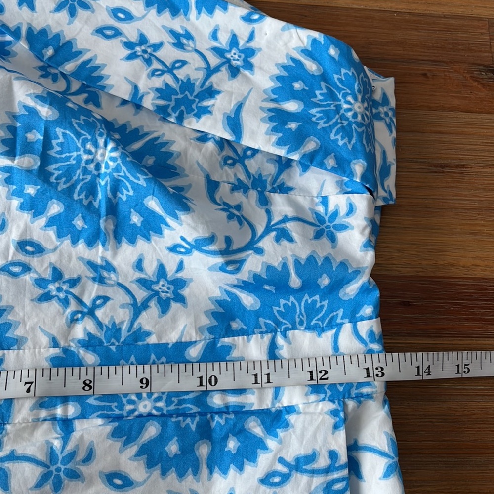 $268 Hermoza Charlotte One Shoulder Medallion Print Wrap Midi Dress Blue S - Picture 13 of 15